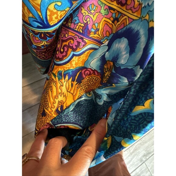 Vintage Dora C. Robe Kimono Floral Asian Multicolor Long Satin - Picture 9 of 9